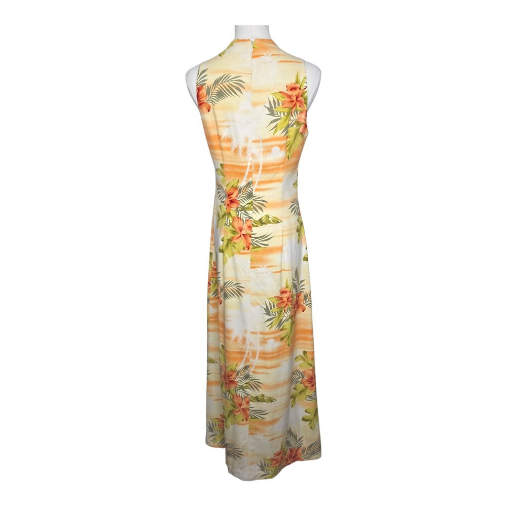 Tommy Bahama Vintage Orange Silk Tropical Floral Palm Tree Sunset‎ Maxi Dress 4 - Picture 4 of 12
